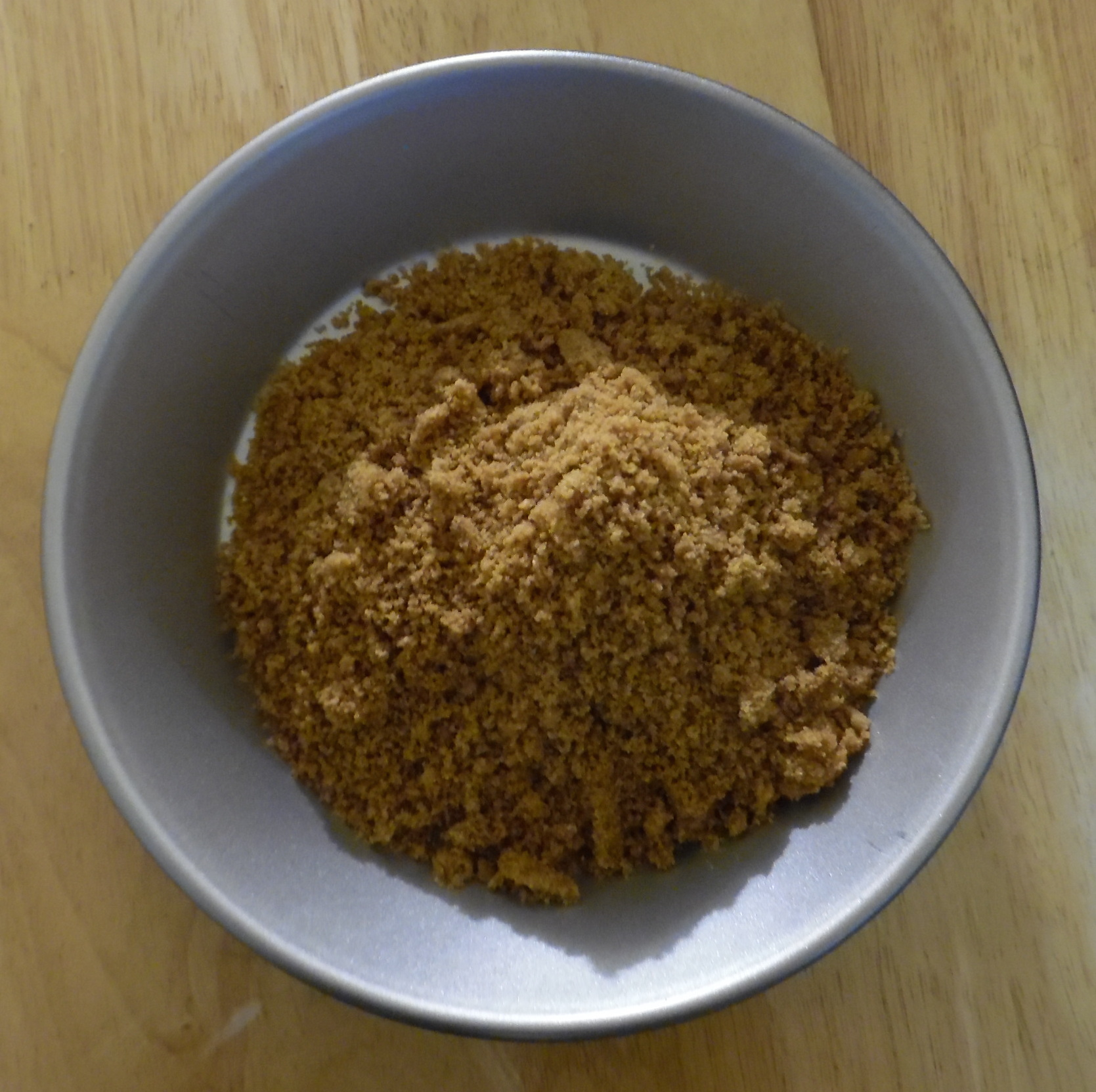 Crust mixture, before being pressed into pie dish Crust mixture, before being pressed into pie dish