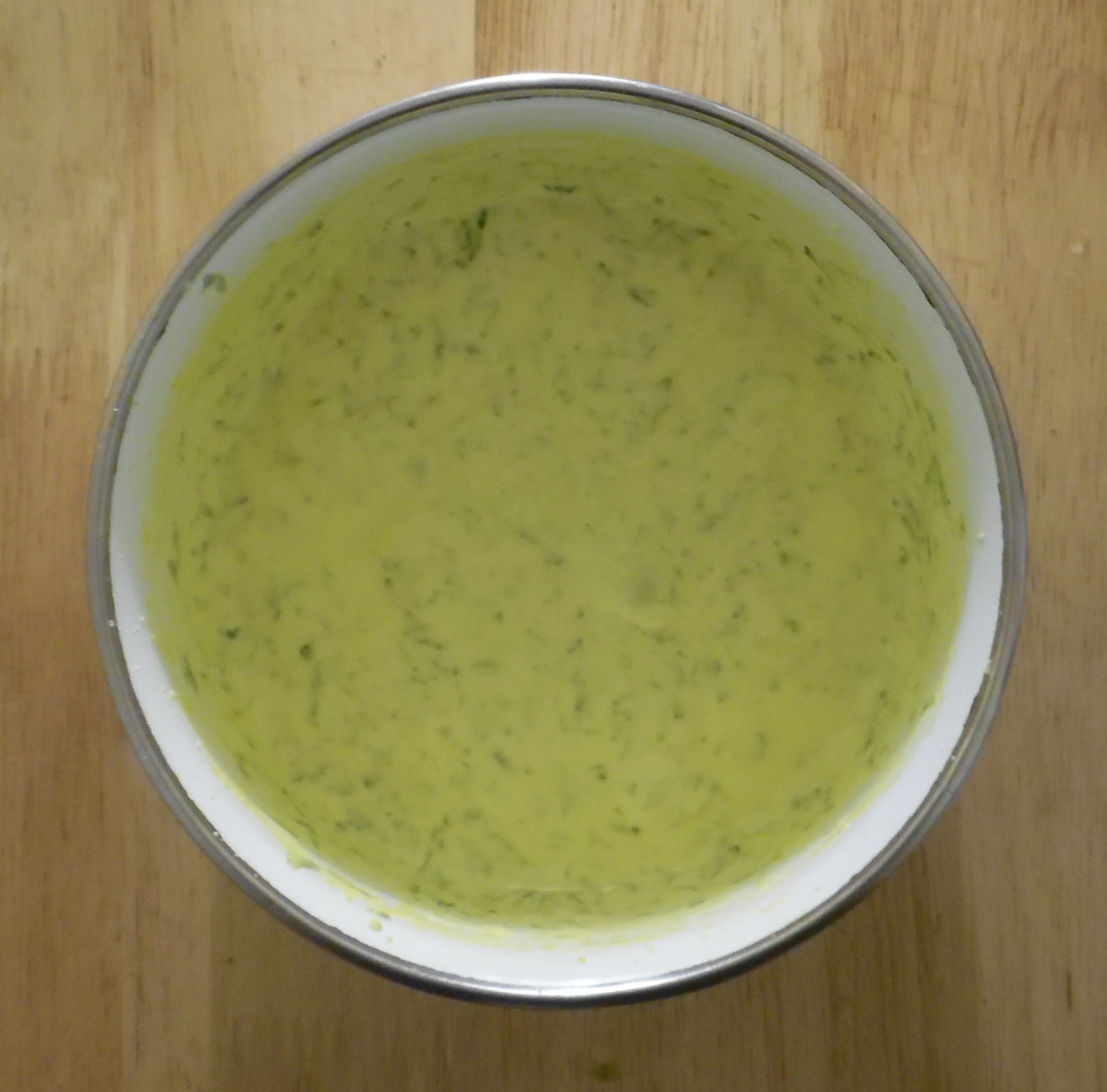 Lime zest mixed into the beaten yolks. Lime zest mixed into the beaten yolks.